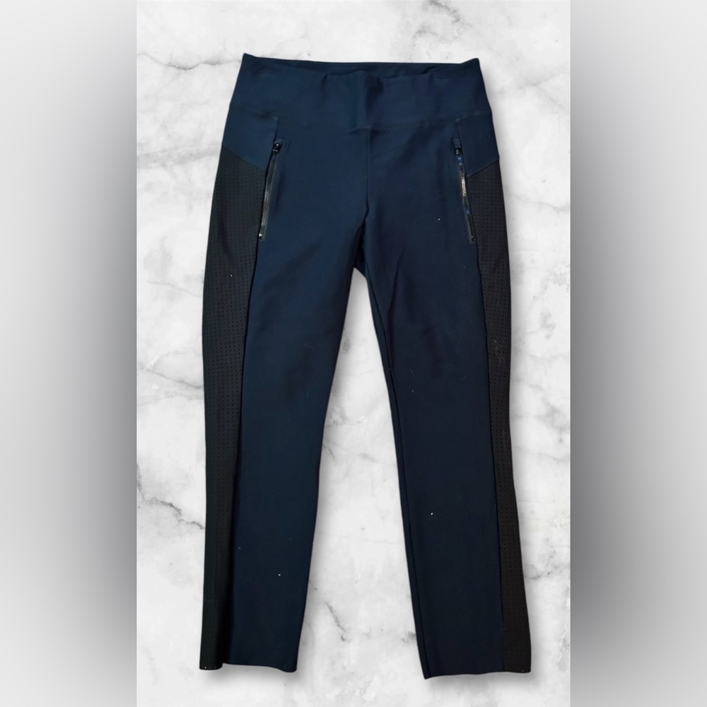 Athleta Stellar cropped black blue pants sz M, 009